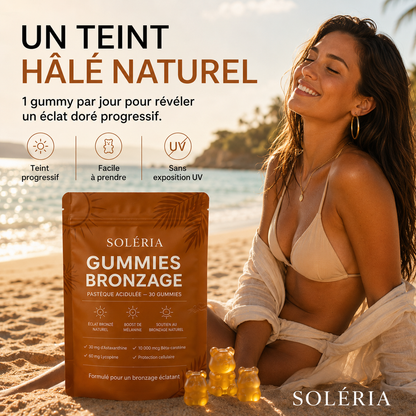 SOLÉRIA™ – Gummies Autobronzants Naturels ☀️