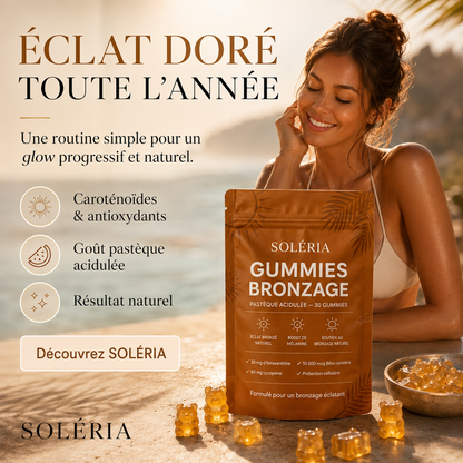 SOLÉRIA™ – Gummies Autobronzants Naturels ☀️
